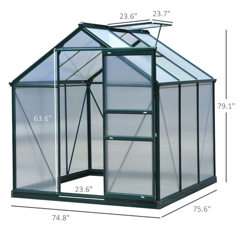 Outsunny 6' x 6' x 7' Polycarbonate Portable Walk-In Garden Greenhouse - 845-058