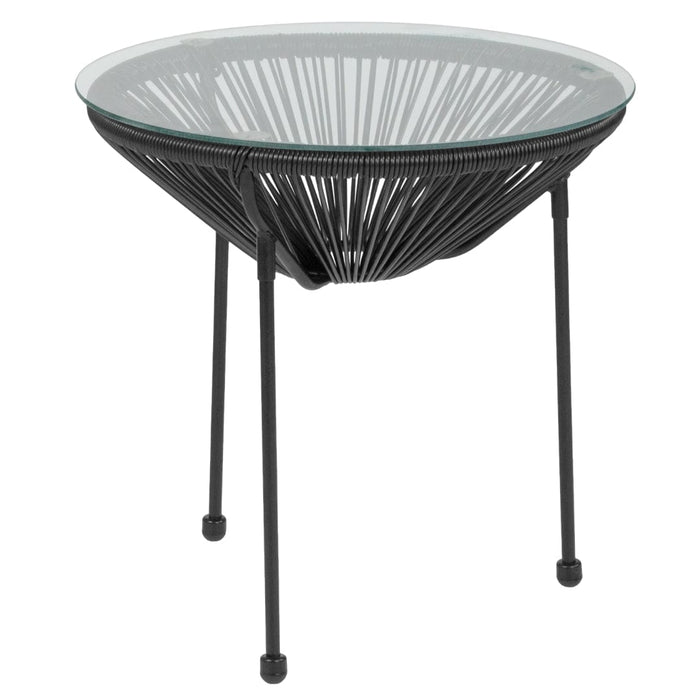 Flash Furniture Valencia Oval Comfort Series Take Ten Rattan Table with Glass Top