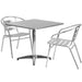 Flash Furniture 31.5'' Square Indoor-Outdoor Table Set with 2 Slat Back Chairs - TLH-ALUM-32SQ-017BCHR2-GG