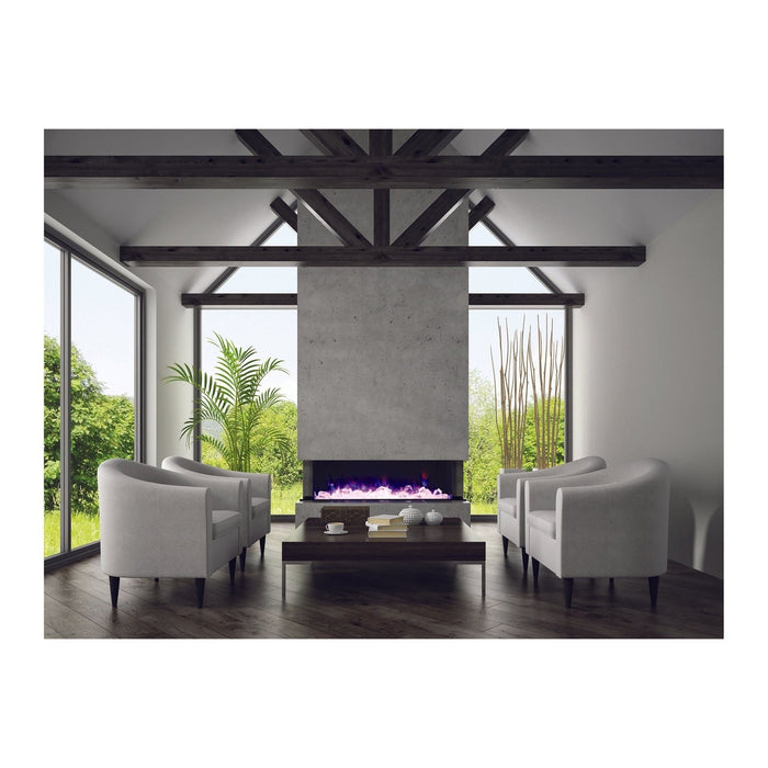 Amantii Panorama Tru View 72-inch 3-Sided View Built In Indoor/Outdoor Electric Fireplace - 72-TRU-VIEW-XL / DESIGN‐MEDIA‐15PCE