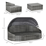 Outsunny Outdoor Round Daybed 4 Pieces Wicker Outdoor Rattan Sofa - 862-048LG