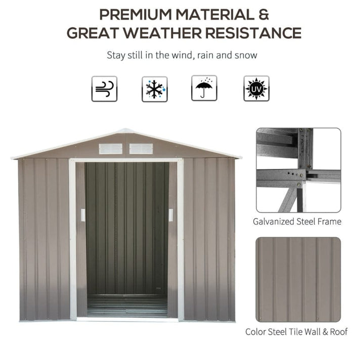 Outsunny 7' x 4' x 6' Outdoor Storage Shed - 845-030GY