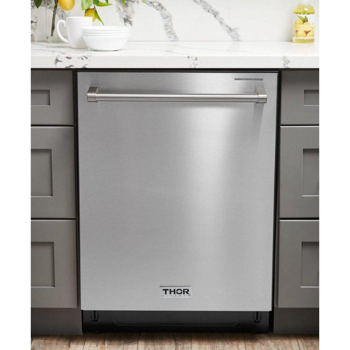 Thor Kitchen Appliance Package - 36 in. Electric Range, Range Hood, Refrigerator, Dishwasher, AP-HRE3601-3
