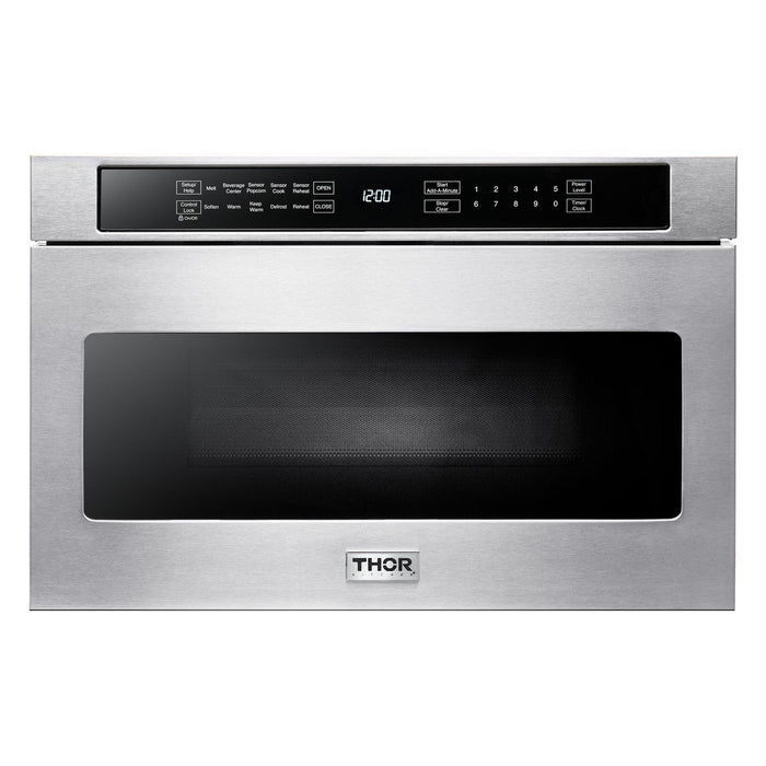 Thor Kitchen Appliance Package - 30 In. Gas Range, Range Hood, Microwave Drawer, AP-TRG3001-W-4