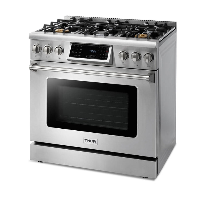 Thor Kitchen 36 Inch Air Fry and Self-Clean Professional Propane Gas Range, TRG3601LP