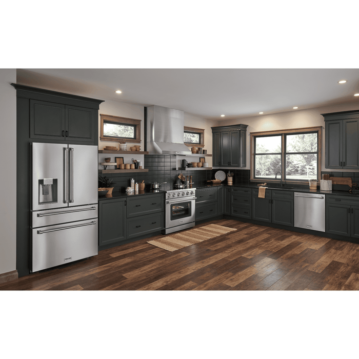 Thor Kitchen Appliance Package - 48 in. Gas Range, Range Hood, Dishwasher, Refrigerator with Water and Ice Dispenser, Microwave Drawer, AP-LRG4807U-13