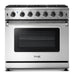 Thor Kitchen Appliance Package - 36 in. Natural Gas Range, Range Hood, Microwave Drawer, Refrigerator with Water and Ice Dispenser, Dishwasher, AP-LRG3601U-13