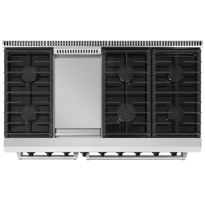 Thor Kitchen Appliance Package - 48 in. Gas Range, Range Hood, Refrigerator, Dishwasher, Wine Cooler, Microwave, AP-LRG4807U-W-6