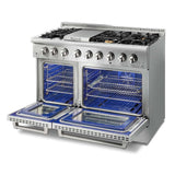 Thor Kitchen 48 in. Natural Gas Burner, Electric Oven 6.7 cu. ft. Range in Stainless Steel - HRD4803U