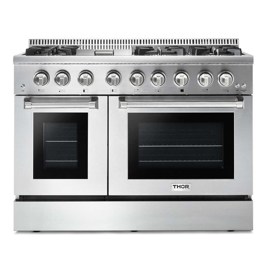 Thor Kitchen 48 in. Natural Gas Burner, Electric Oven 6.7 cu. ft. Range in Stainless Steel - HRD4803U