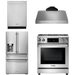 Thor Kitchen Appliance Package - 30 In. Gas Range, Range Hood, Refrigerator with Water and Ice Dispenser, Dishwasher, AP-TRG3001-C-7