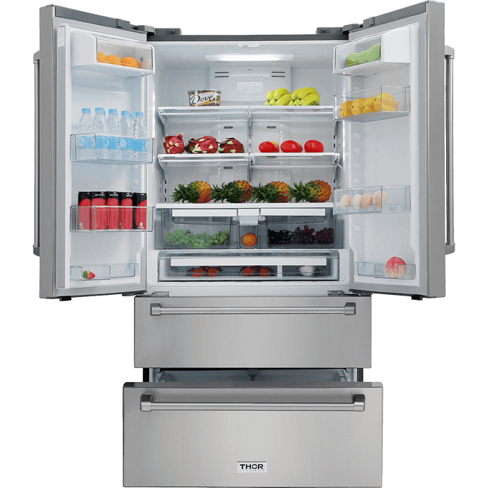 Thor Kitchen Appliance Package - 48 in. Gas Burner/Electric Oven Range, Range Hood, Refrigerator, Dishwasher, AP-HRD4803U-3