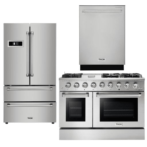 Thor Kitchen Professional 48 in. Gas Burner/Gas Oven Range, Refrigerator & Dishwasher Appliance Package, AP-HRG4808U-2