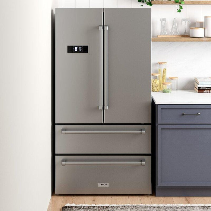 Thor Kitchen Appliance Package - 36 in. Gas Range, Range Hood, Refrigerator, Dishwasher - AP-LRG3601U-3