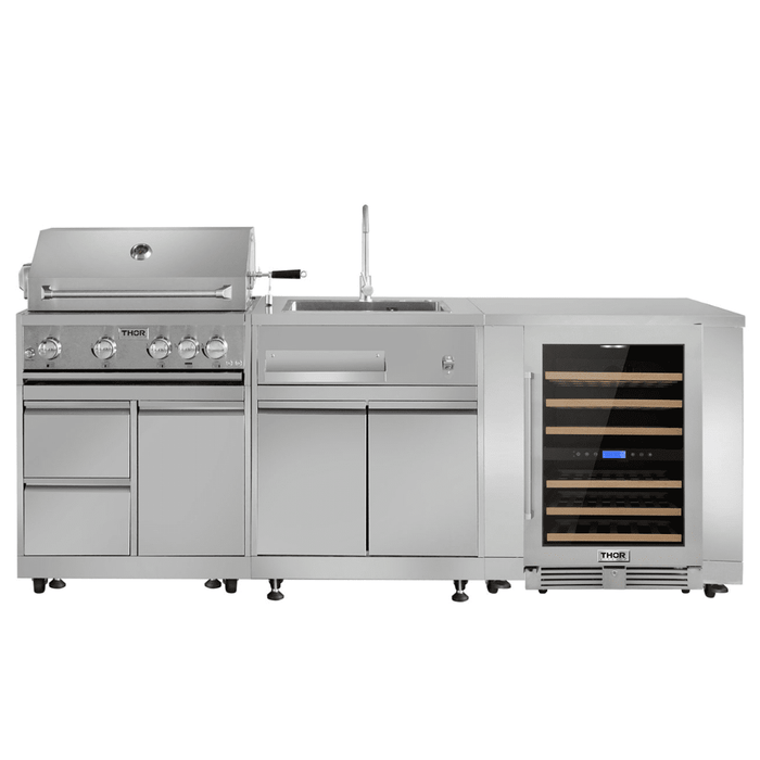 Thor Kitchen Outdoor Kitchen Package with Propane Gas Grill and Wine Cooler, AP-Outdoor-LP-W