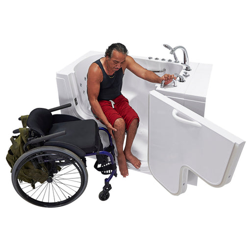 Ella's Bubble Transfer 30 Walk-In Bathtub: Outward Swing Door, Wheelchair Accessible, Acrylic, 2″ Dual Drain (29″W x 52″L) - Backyard Provider