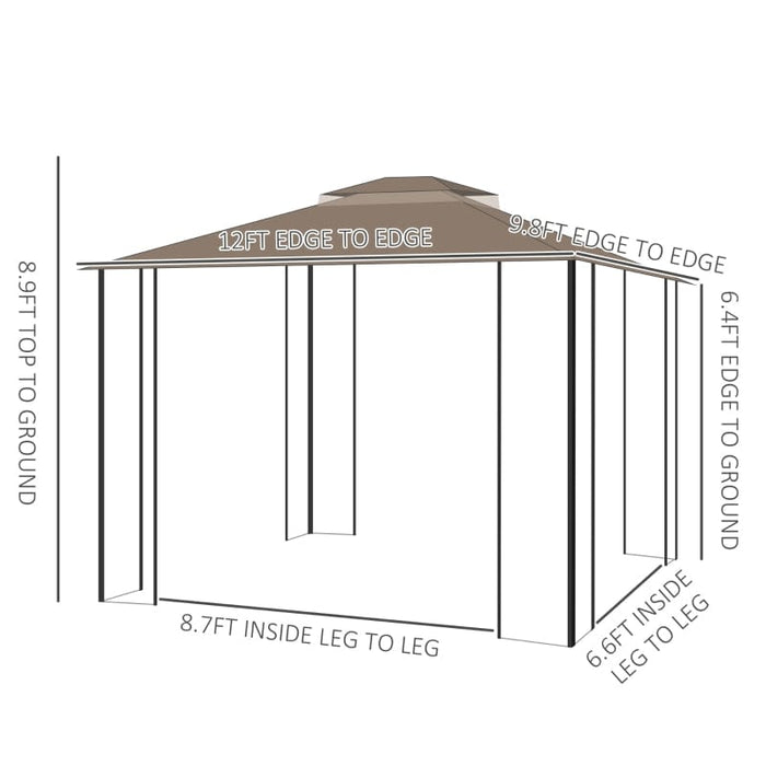 Outsunny 12' x 10' Patio Gazebo Outdoor Canopy Shelter - 84C-320