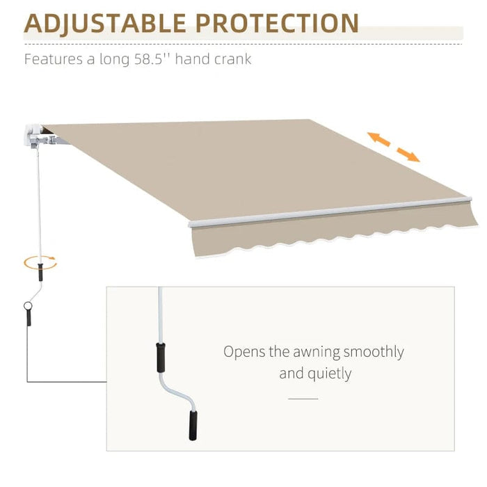 Outsunny 12' x 10' Manual Retractable Awning - 840-207CW