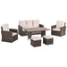 Outsunny 6 Piece Patio Dining Set All Weather Rattan Wicker Furniture Set - 861-040