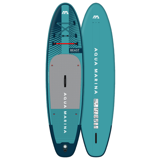 Aqua Marina 10’6″ Beast Aqua Splash - Advanced All-around iSUP, 3.2m/15cm, with carbon/fiberglass hybrid PASTEL paddle and coil leash