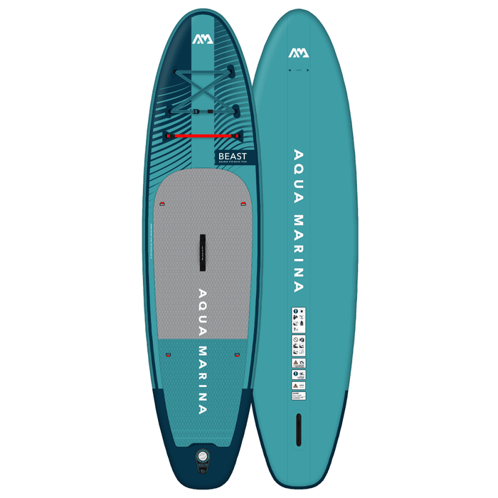 Aqua Marina 10’6″ Beast Aqua Splash - Advanced All-around iSUP, 3.2m/15cm, with carbon/fiberglass hybrid PASTEL paddle and coil leash