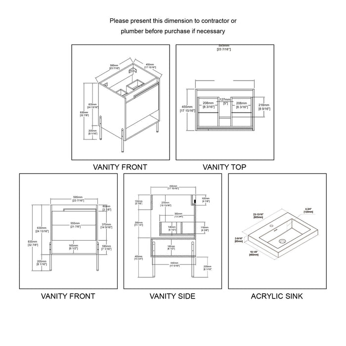 Blossom Turin 24″ Bathroom Vanity - V8031 24 01 - Backyard Provider