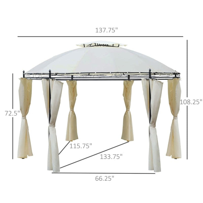 Outsunny 11.5' Steel Fabric Round Soft Top Outdoor Patio Dome Gazebo - 84C-088CW