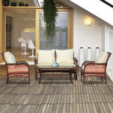 Outsunny 4-Piece Outdoor Wicker Sofa Set, Outdoor PE Rattan Conversation Furniture - 860-159CW