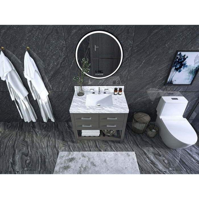 Ancerre Elizabeth Bathroom Vanity with Sink and Carrara White Marble Top Cabinet Set - VTS-ELIZABETH-36-W-CW - Backyard Provider