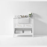 Ancerre Hayley Bathroom Vanity with Sink and Carrara White Marble Top Cabinet Set - VTS-HAYLEY-36-W-CW - Backyard Provider