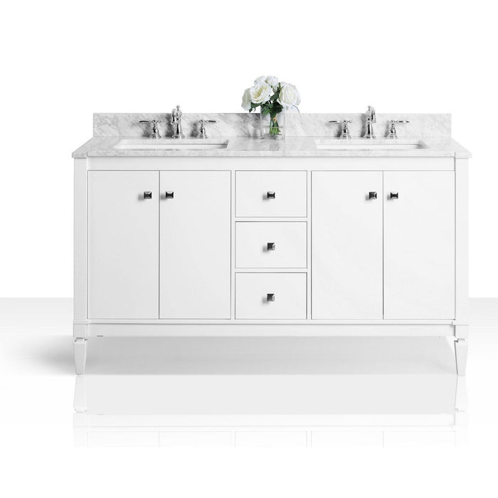 Ancerre Kayleigh Bathroom Vanity with Sink and Carrara White Marble Top Cabinet Set - VTS-KAYLEIGH-48-W-CW - Backyard Provider