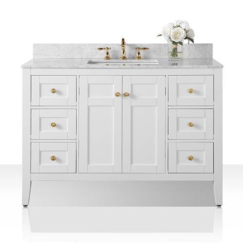 Ancerre Maili Bathroom Vanity with Sink and Carrara White Marble Top Cabinet Set - VTS-MAILI-48-W-CW - Backyard Provider