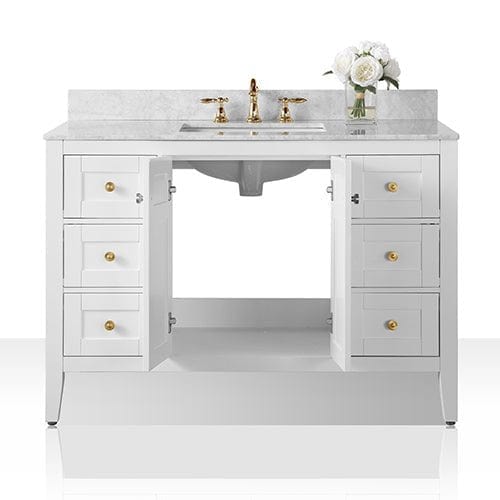 Ancerre Maili Bathroom Vanity with Sink and Carrara White Marble Top Cabinet Set - VTS-MAILI-48-W-CW - Backyard Provider