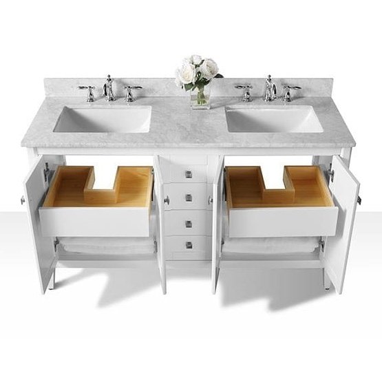 Ancerre Shelton Bathroom Vanity with Sink and Carrara White Marble Top Cabinet Set - VTS-SHELTON-48-W-CW - Backyard Provider