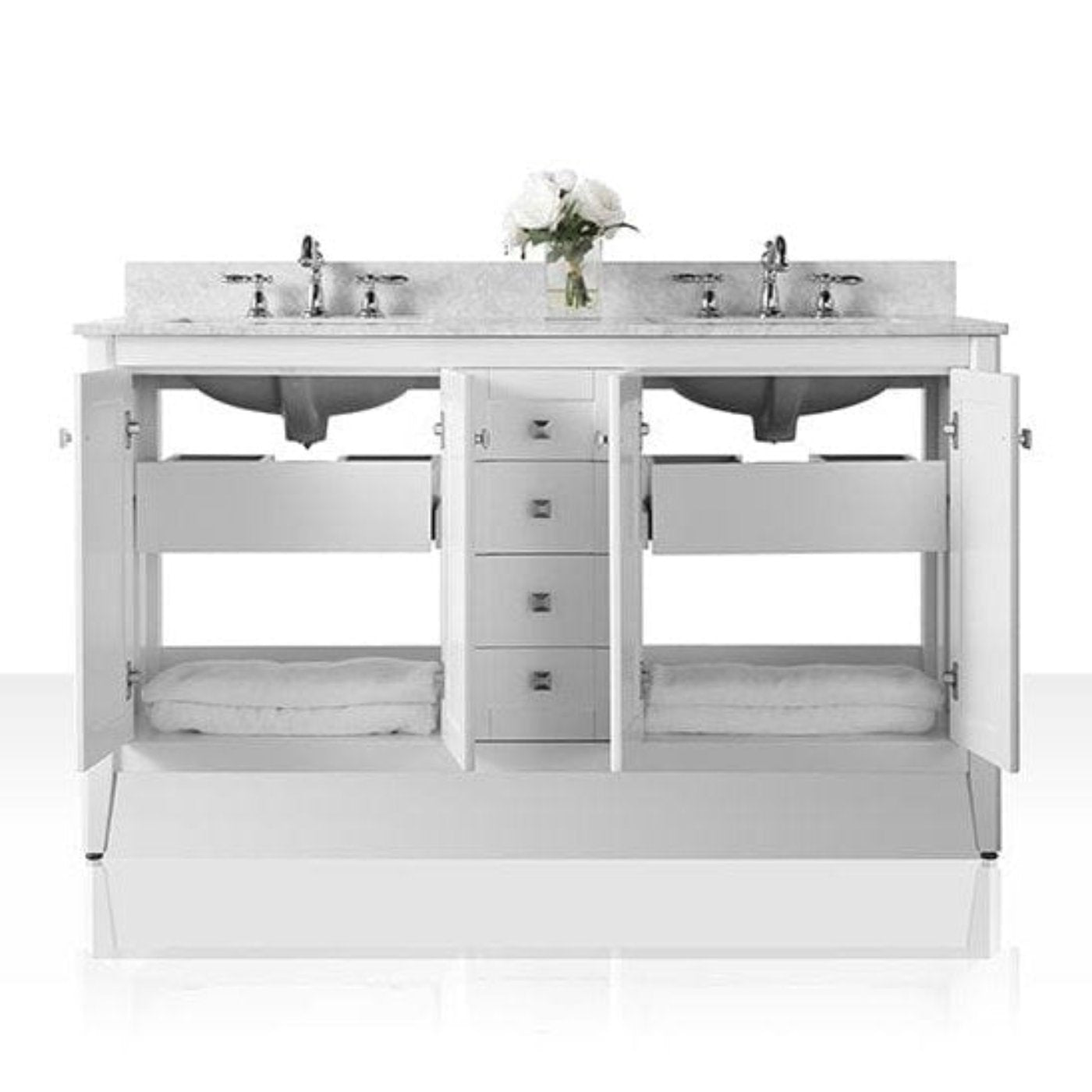 Ancerre Shelton Bathroom Vanity with Sink and Carrara White Marble Top Cabinet Set - VTS-SHELTON-48-W-CW - Backyard Provider