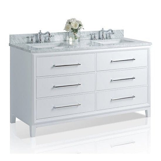Ancerre Ellie Bathroom Vanity with Sink and Carrara White Marble Top Cabinet Set - VTS-ELLIE-42-W-CW - Backyard Provider