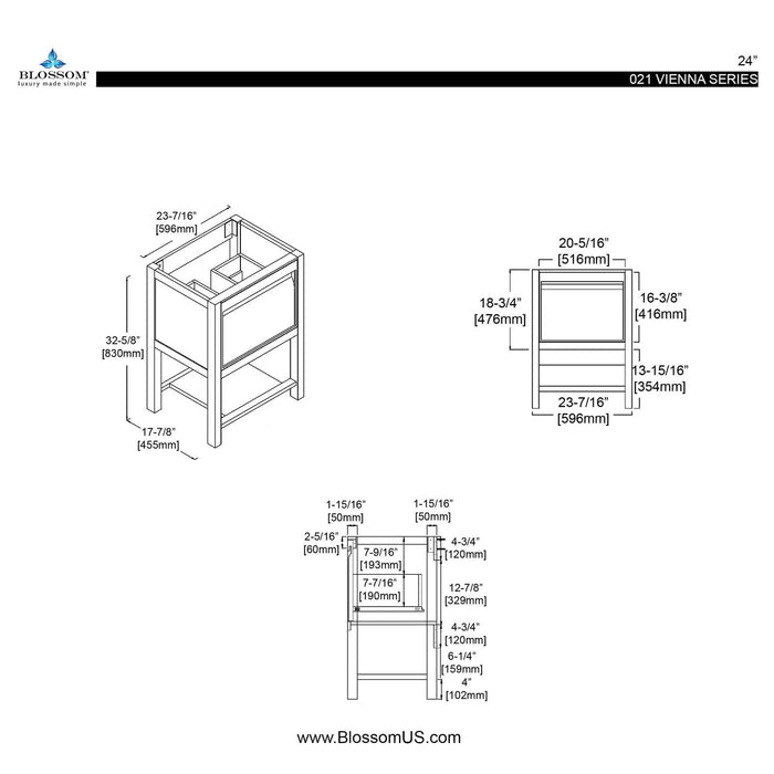 Blossom Vienna 24 Inch Bathroom Vanity - V8021 24 01 - Backyard Provider