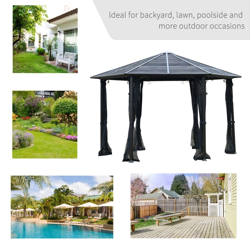 Outsunny 13 x 13 Hardtop Hexagonal Gazebo Canopy - 84C-256