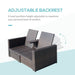 Outsunny 3 Piece Outdoor Rattan Patio Sofa Set Recliner Lounge - 01-0608