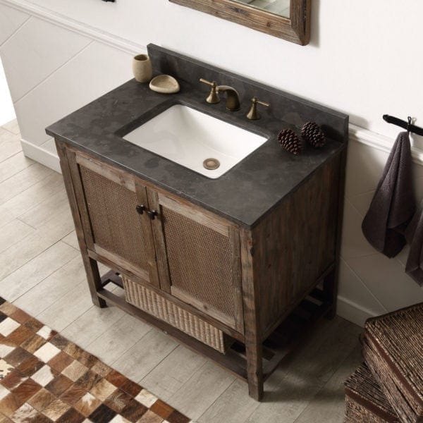 Legion Furniture 36 Inch Solid Wood Vanity in Brown with Moon Stone Top | WH5136-BR - Backyard Provider