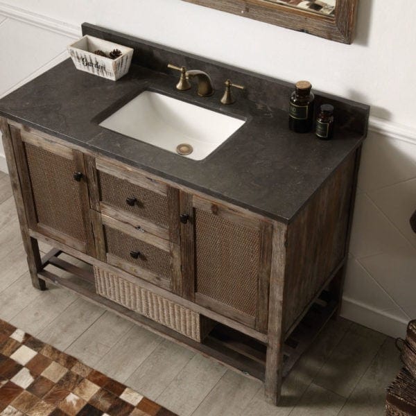 Legion Furniture 48 Inch Solid Wood Vanity in Brown with Moon Stone Top | WH5148-BR - Backyard Provider