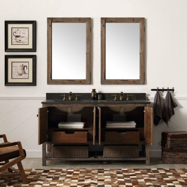 Legion Furniture 60 Inch Solid Wood Vanity in Brown with Moon Stone Top | WH5160-BR - Backyard Provider