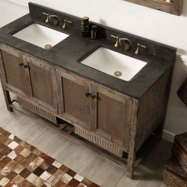 Legion Furniture 60 Inch Solid Wood Vanity in Brown with Moon Stone Top | WH5160-BR - Backyard Provider