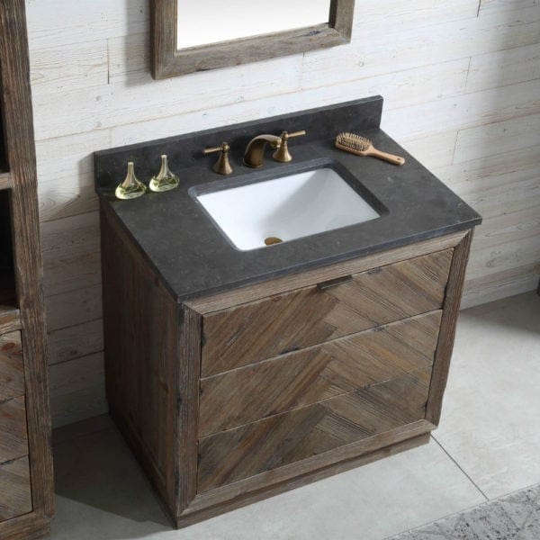 Legion Furniture WH8536 36 Inch Wood Vanity in Brown with Marble Top, No Faucet - Backyard Provider