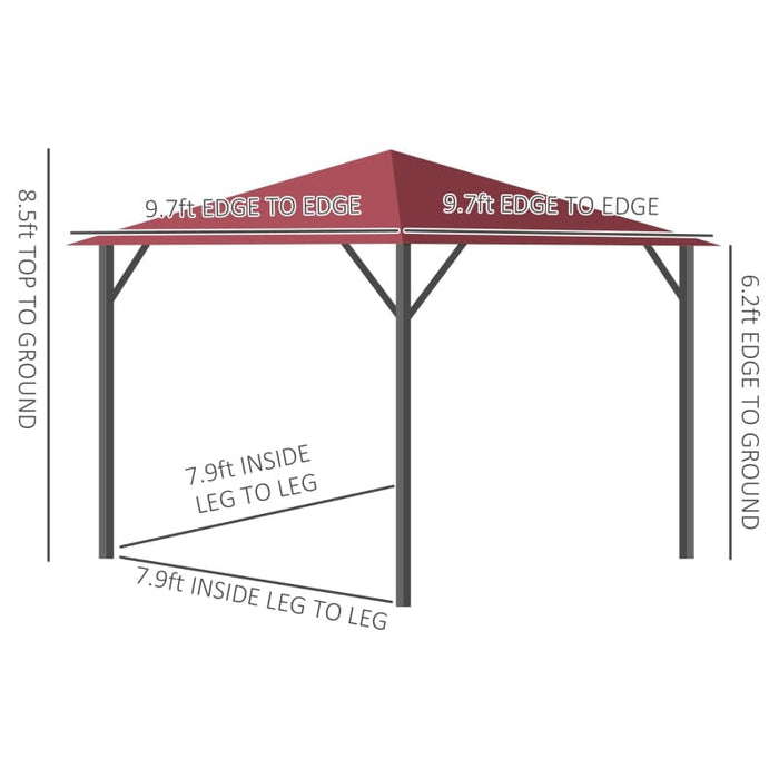 Outsunny 10' x 10' Patio Gazebo Aluminum Frame Outdoor Canopy - 84C-322WR