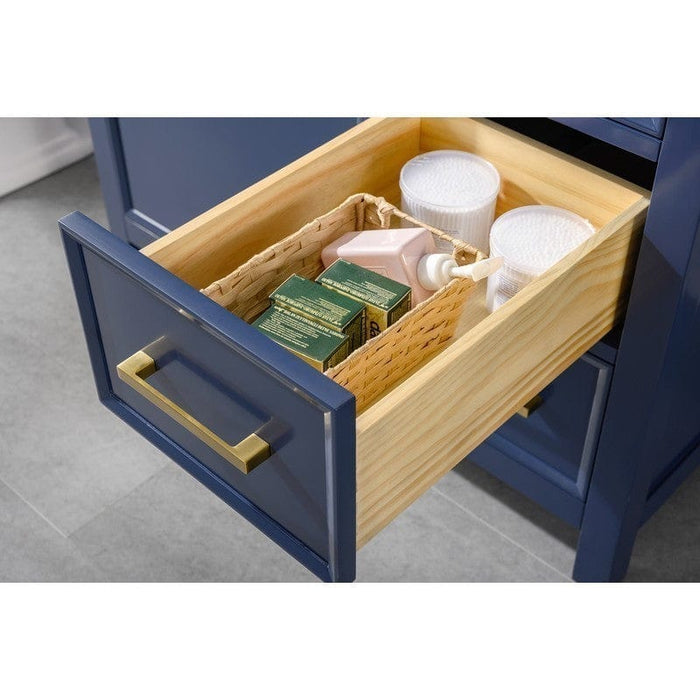 Legion Furniture WLF2136-B 36 Inch Blue Finish Sink Vanity Cabinet with Carrara White Top - Backyard Provider