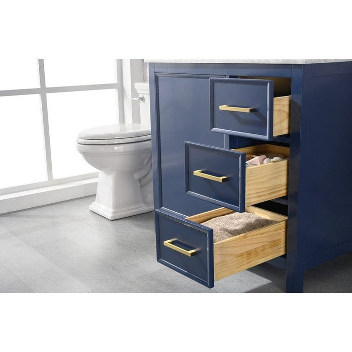 Legion Furniture WLF2136-B 36 Inch Blue Finish Sink Vanity Cabinet with Carrara White Top - Backyard Provider