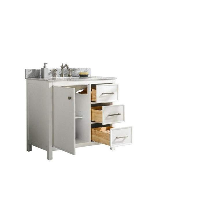 Legion Furniture WLF2136-W 36 Inch White Finish Sink Vanity Cabinet with Carrara White Top - Backyard Provider