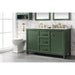 Legion Furniture WLF2154-VG 54 Inch Vogue Green Finish Double Sink Vanity Cabinet with Carrara White Top - Backyard Provider