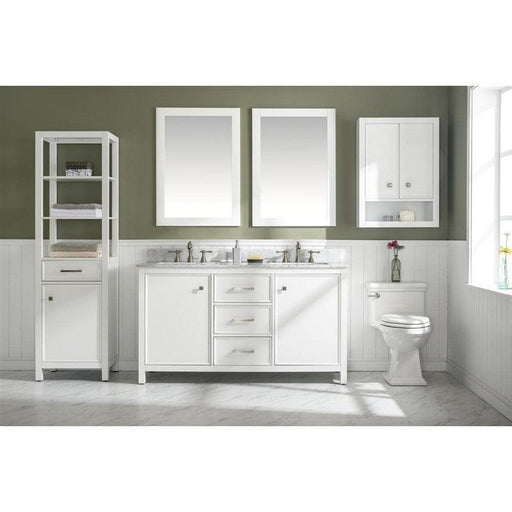 Legion Furniture WLF2160D-W 60 Inch White Finish Double Sink Vanity Cabinet with Carrara White Top - Backyard Provider